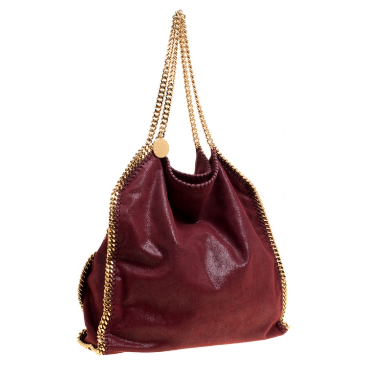 Pre Owned Stella McCartney Burgundy Faux Leather Large Falabella Tote