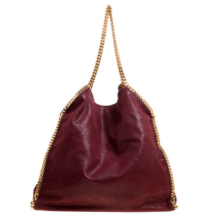 Pre Owned Stella McCartney Burgundy Faux Leather Large Falabella Tote
