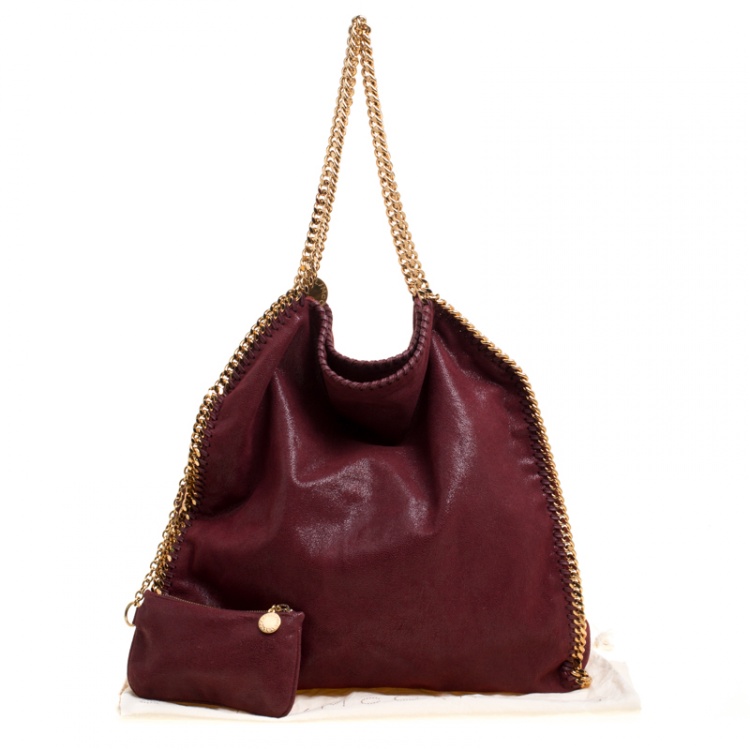 Pre Owned Stella McCartney Burgundy Faux Leather Large Falabella Tote