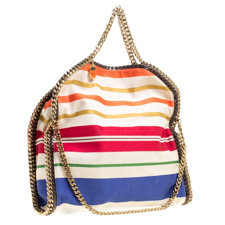 Pre Owned Stella McCartney Multicolor Striped Canvas Small Falabella Tote