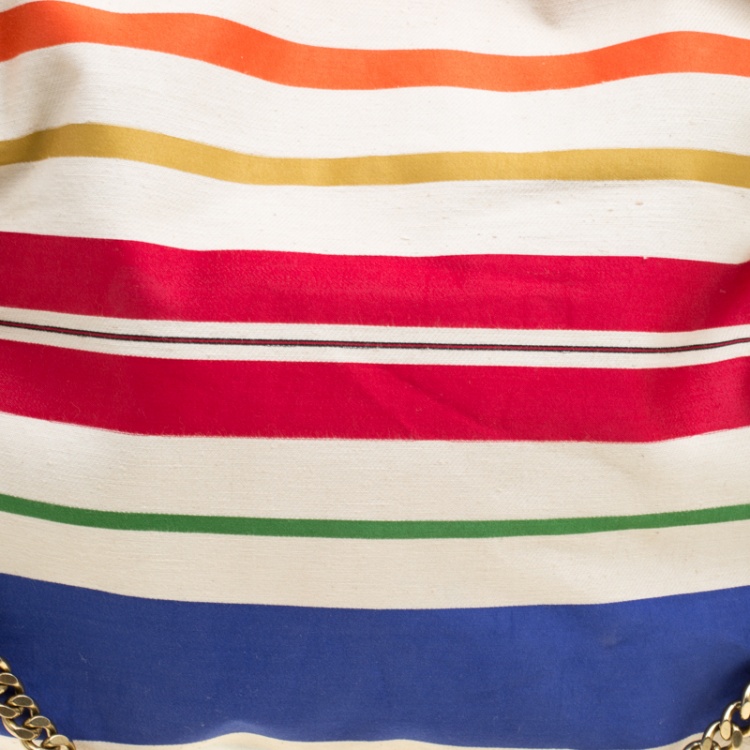 Pre Owned Stella McCartney Multicolor Striped Canvas Small Falabella Tote