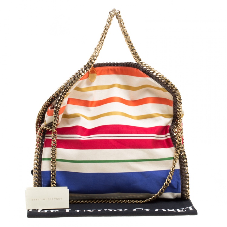 Pre Owned Stella McCartney Multicolor Striped Canvas Small Falabella Tote