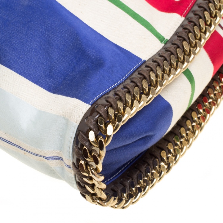 Pre Owned Stella McCartney Multicolor Striped Canvas Small Falabella Tote