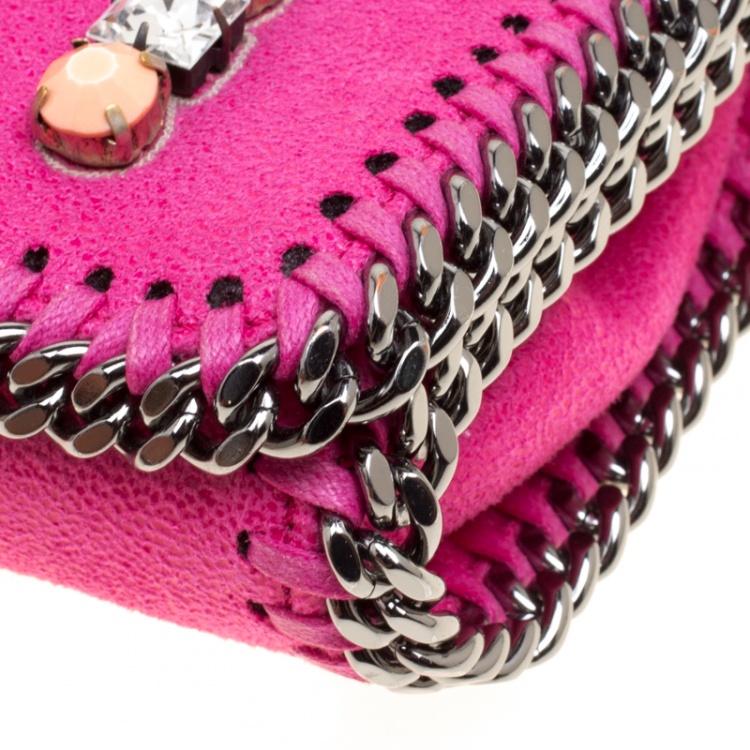 Pre Owned Stella McCartney Pink Faux Leather Embellished Falabella Crossbody Bag