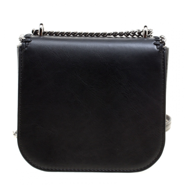 Pre Owned Stella McCartney Black Faux Leather Mini Falabella Box Shoulder Bag
