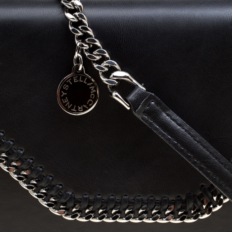 Pre Owned Stella McCartney Black Faux Leather Mini Falabella Box Shoulder Bag