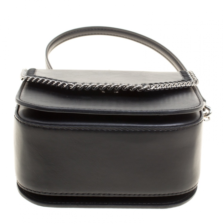 Pre Owned Stella McCartney Black Faux Leather Mini Falabella Box Shoulder Bag