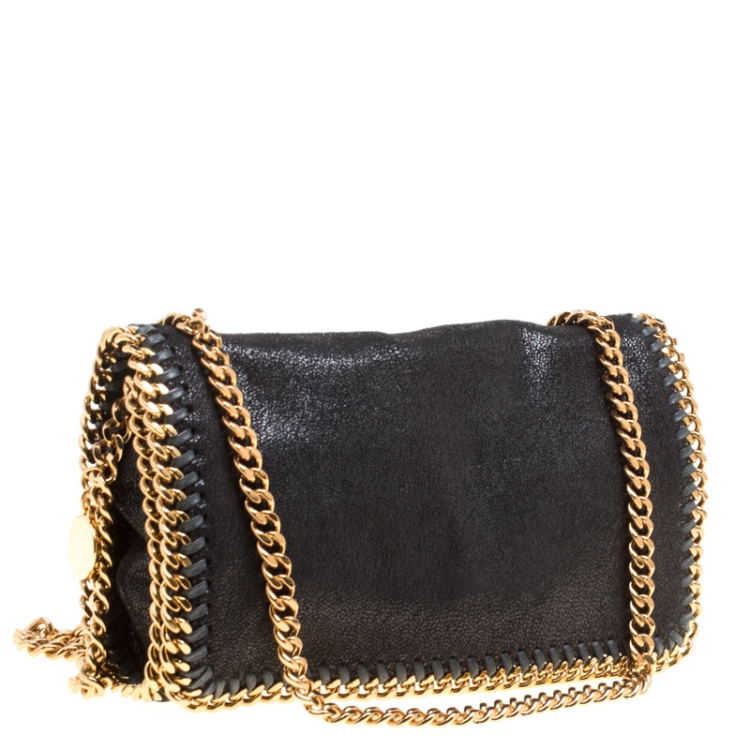 مملوكة مسبقًا Stella McCartney Black Faux Leather Falabella Chain Clutch