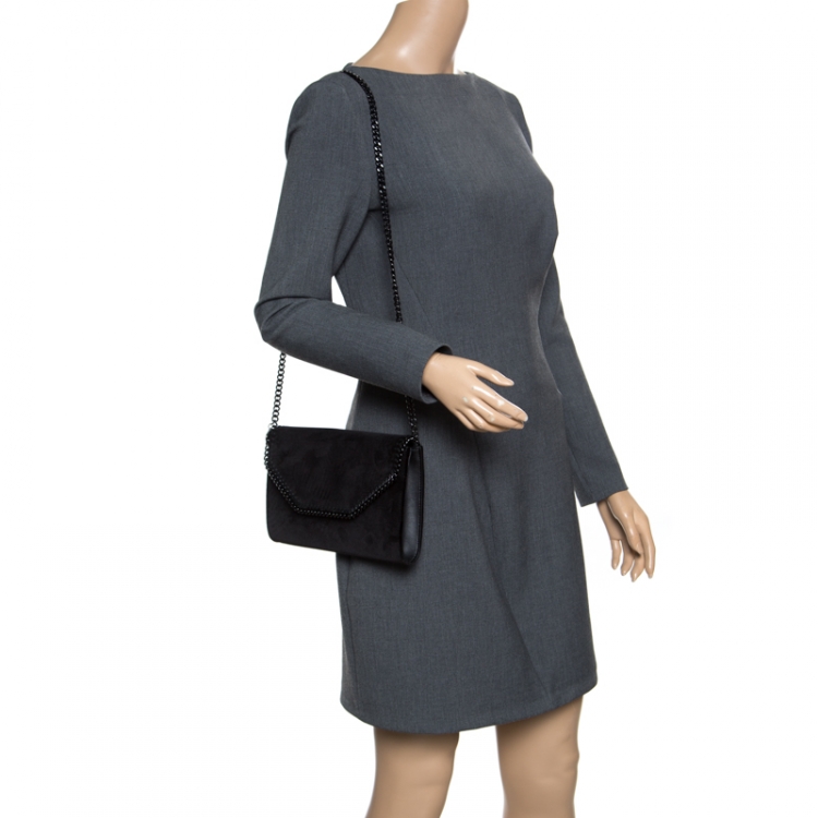 Pre Owned Stella McCartney Black Velvet Falabella Shoulder Bag