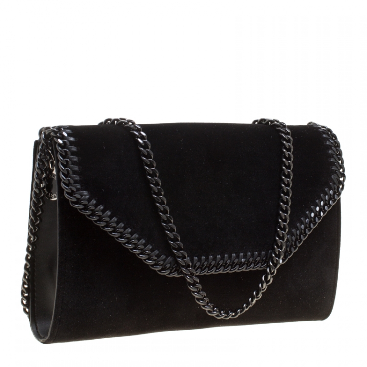 Pre Owned Stella McCartney Black Velvet Falabella Shoulder Bag