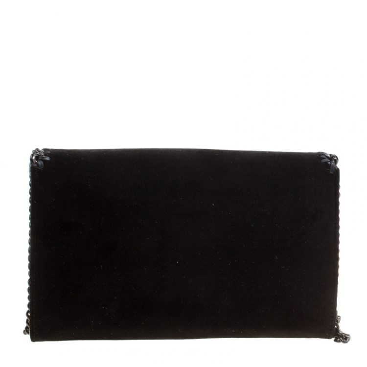 Pre Owned Stella McCartney Black Velvet Falabella Shoulder Bag