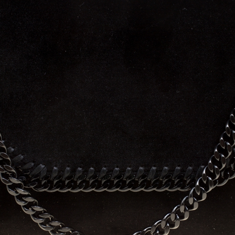 Pre Owned Stella McCartney Black Velvet Falabella Shoulder Bag