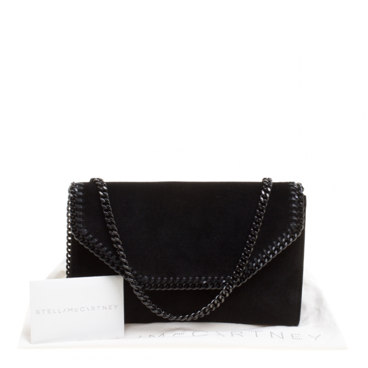 Pre Owned Stella McCartney Black Velvet Falabella Shoulder Bag