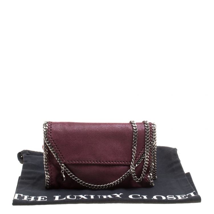 Pre Owned Stella McCartney Burgundy Faux Leather Falabella Shoulder Bag