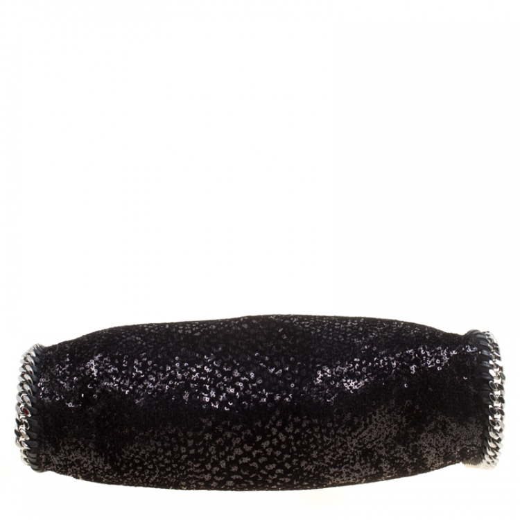 Pre Owned Stella McCartney Black Sequins and Velvet Small Falabella Tote