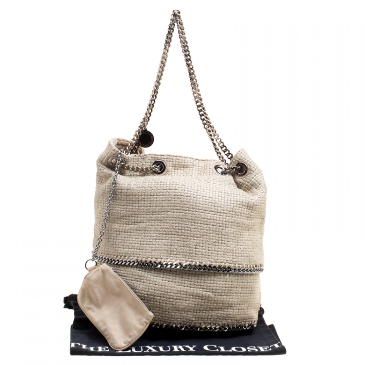 Pre Owned Stella McCartney Beige Woven Fabric Bucket Tote
