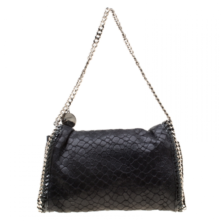 Pre Owned Stella McCartney Black Faux Leather Falabella Shoulder Bag