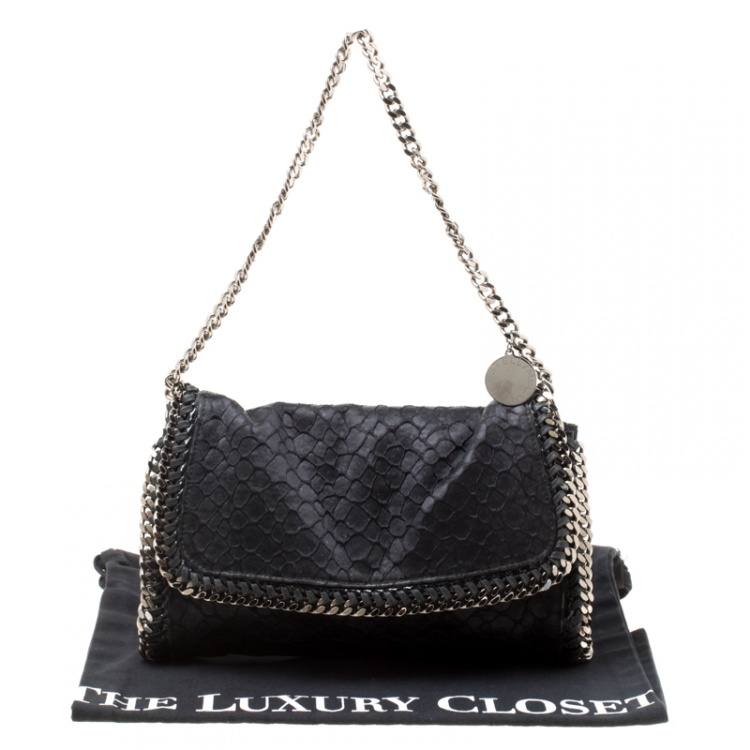 Pre Owned Stella McCartney Black Faux Leather Falabella Shoulder Bag