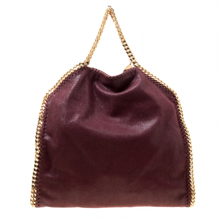 Pre Owned Stella McCartney Burgundy Faux Leather Small Falabella Tote