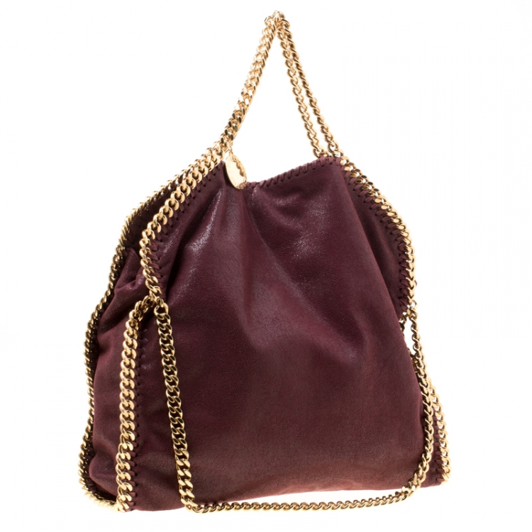 Pre Owned Stella McCartney Burgundy Faux Leather Small Falabella Tote