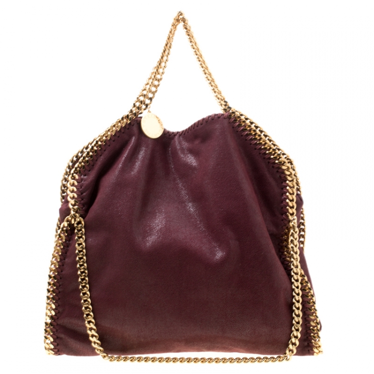 Stella McCartney Burgundy Patent Eco- Leather Stella Tote Bag at