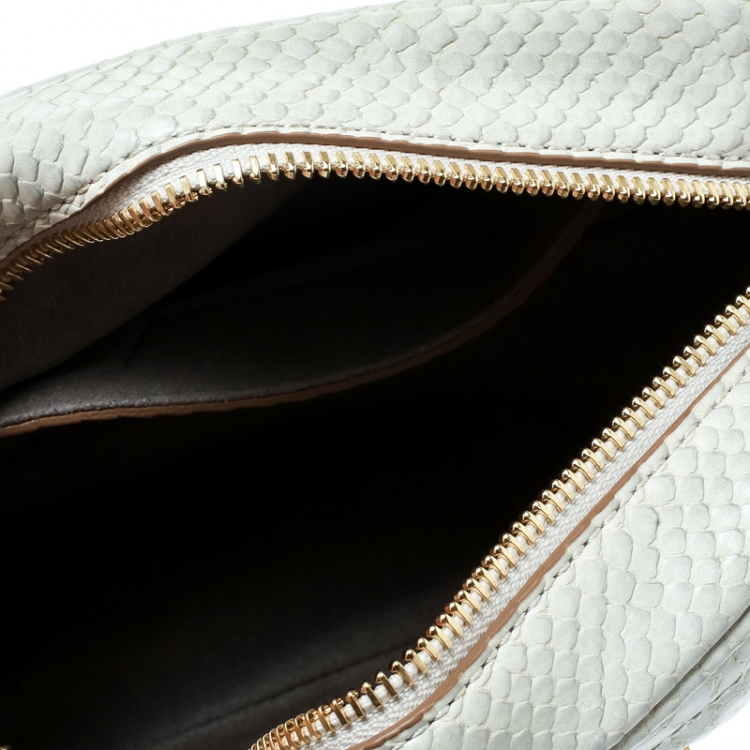 Pre Owned  Stella McCartney Off White Faux Python Star Crossbody Bag