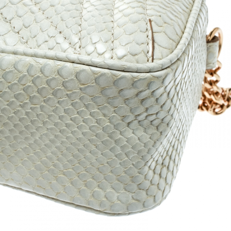 Pre Owned  Stella McCartney Off White Faux Python Star Crossbody Bag