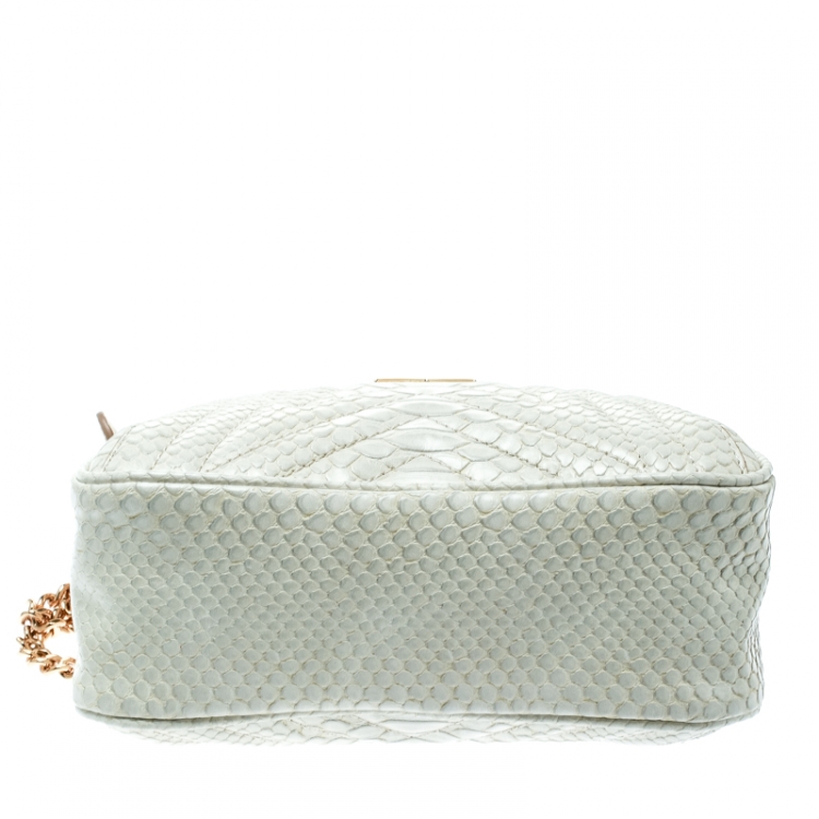 Pre Owned  Stella McCartney Off White Faux Python Star Crossbody Bag