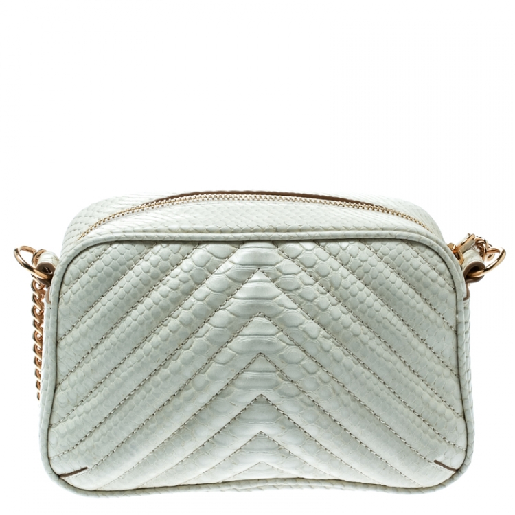 Pre Owned  Stella McCartney Off White Faux Python Star Crossbody Bag