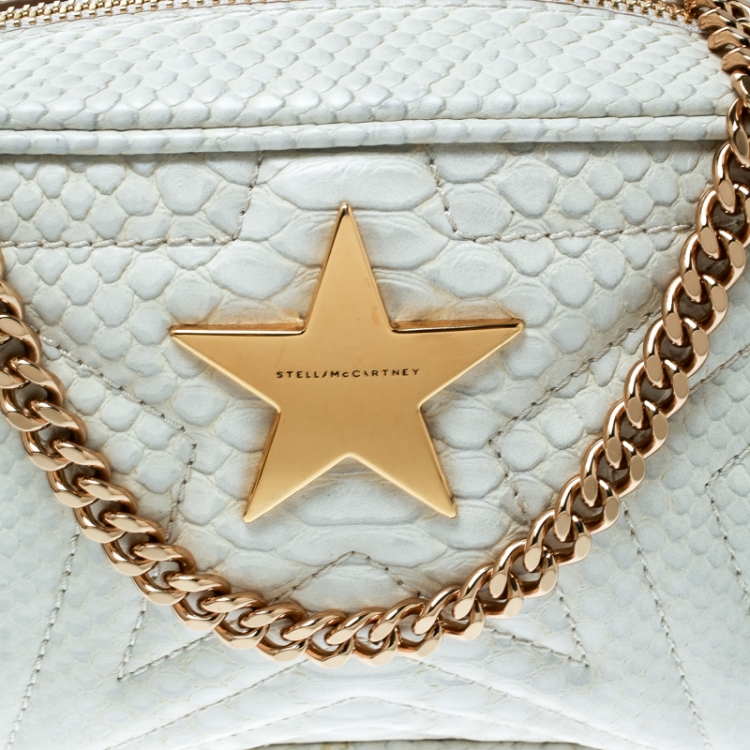 Pre Owned  Stella McCartney Off White Faux Python Star Crossbody Bag