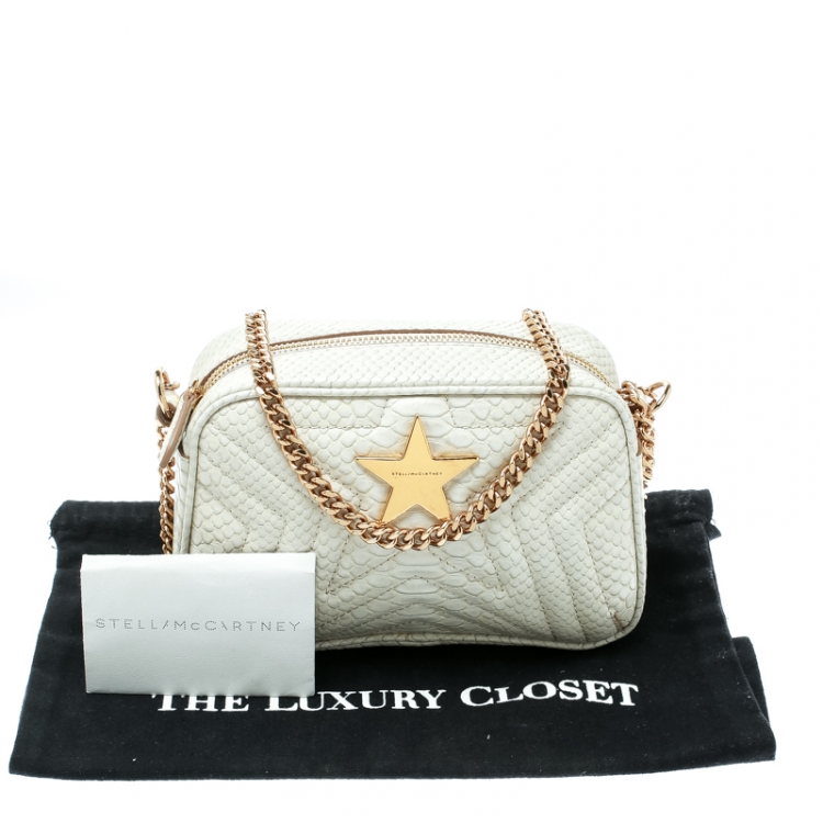 Pre Owned  Stella McCartney Off White Faux Python Star Crossbody Bag