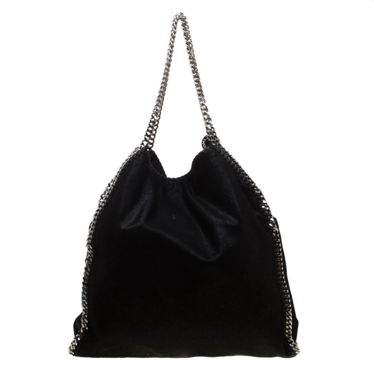 Pre Owned Stella McCartney Black Faux Leather Large Falabella Tote