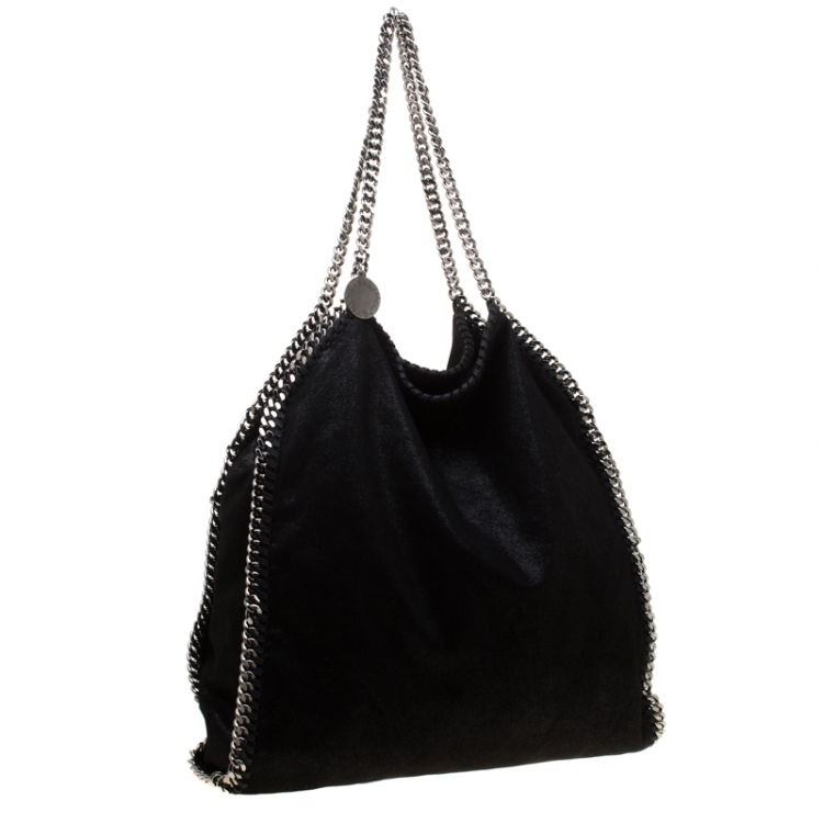 Pre Owned Stella McCartney Black Faux Leather Large Falabella Tote