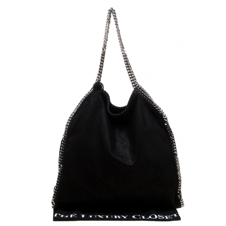 Pre Owned Stella McCartney Black Faux Leather Large Falabella Tote