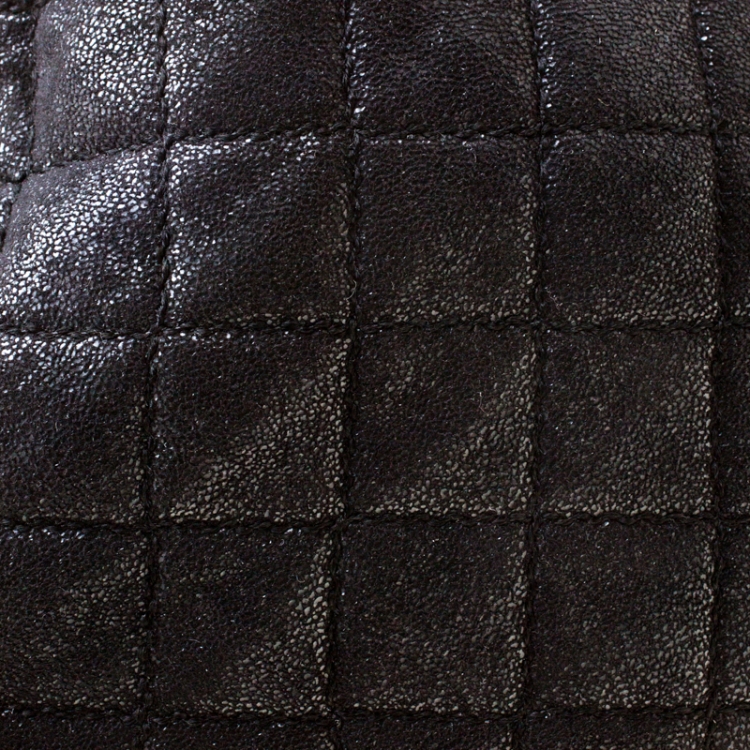 Pre Owned Stella Mccartney Black Quilted Faux Leather Falabella Shaggy Deer Tote