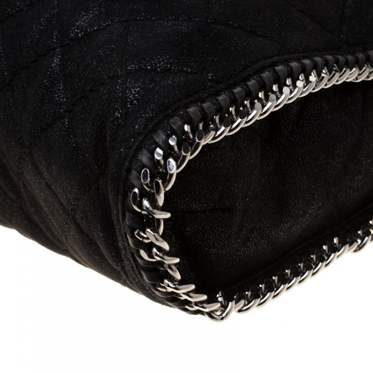 Pre Owned Stella Mccartney Black Quilted Faux Leather Falabella Shaggy Deer Tote