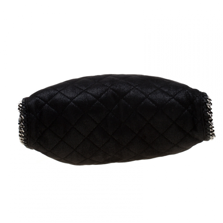 Pre Owned Stella Mccartney Black Quilted Faux Leather Falabella Shaggy Deer Tote