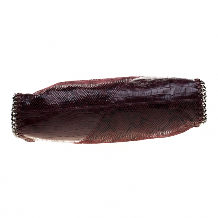مملوكة مسبقًا Stella McCartney Burgundy Faux-Python and Crocodile Embossed Leather Falabella Tote Bag