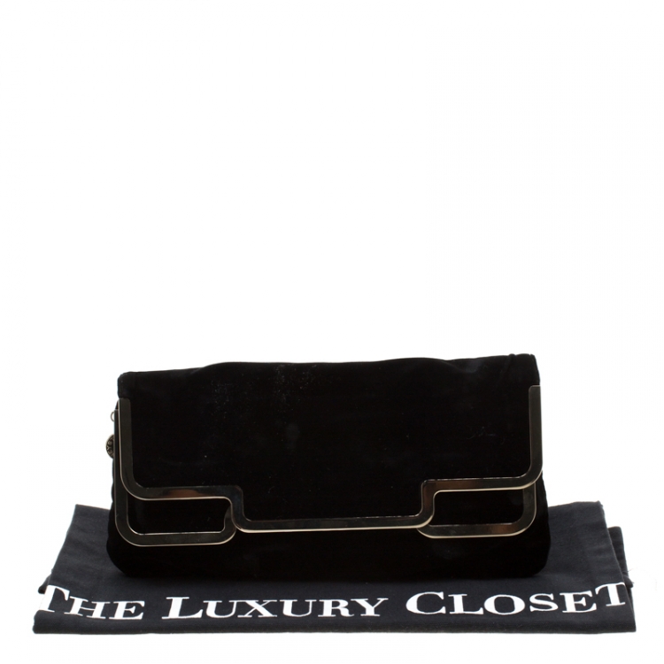 Pre Owned Stella McCartney Black Velvet Metal Clutch