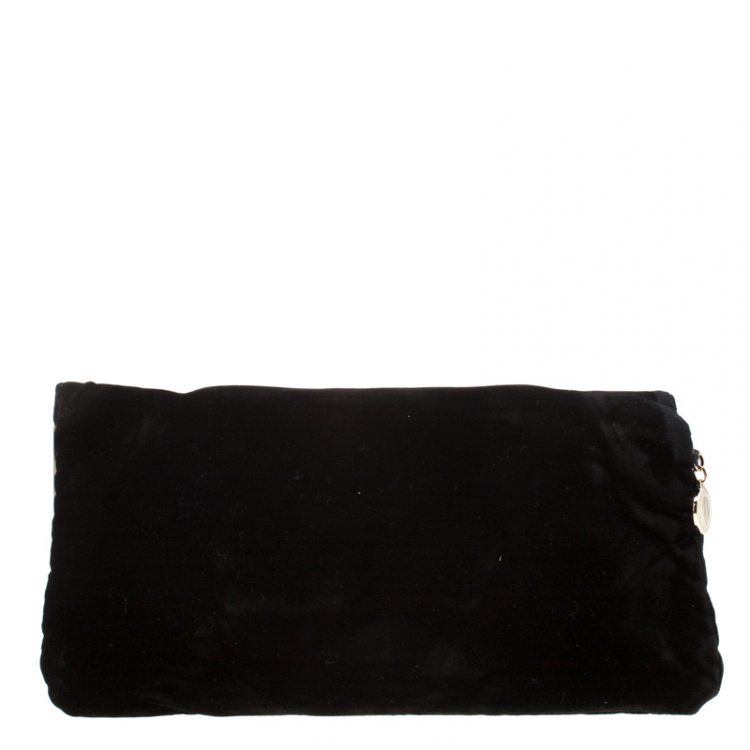 Pre Owned Stella McCartney Black Velvet Metal Clutch