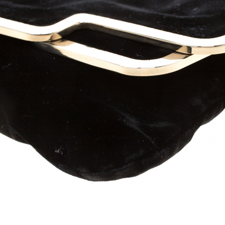 Pre Owned Stella McCartney Black Velvet Metal Clutch