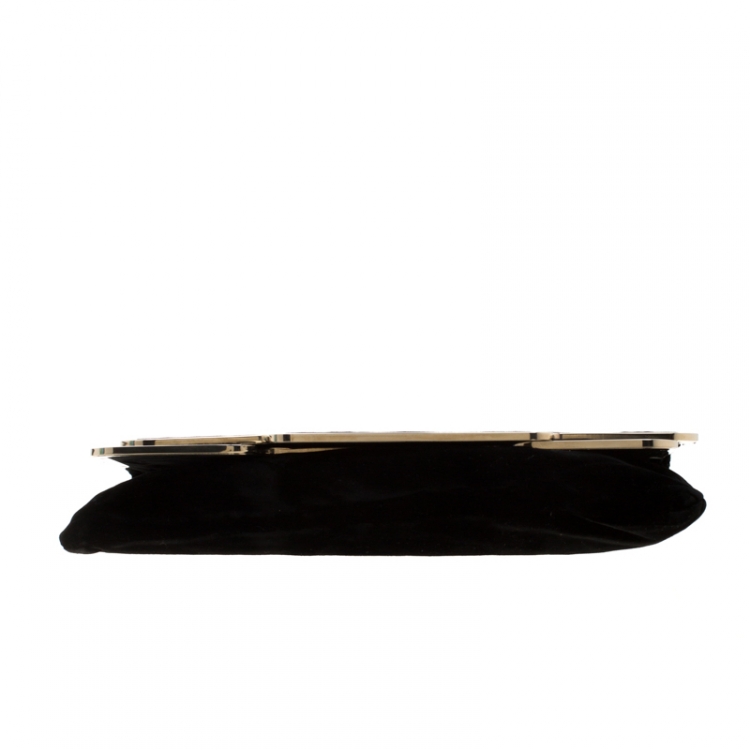 Pre Owned Stella McCartney Black Velvet Metal Clutch