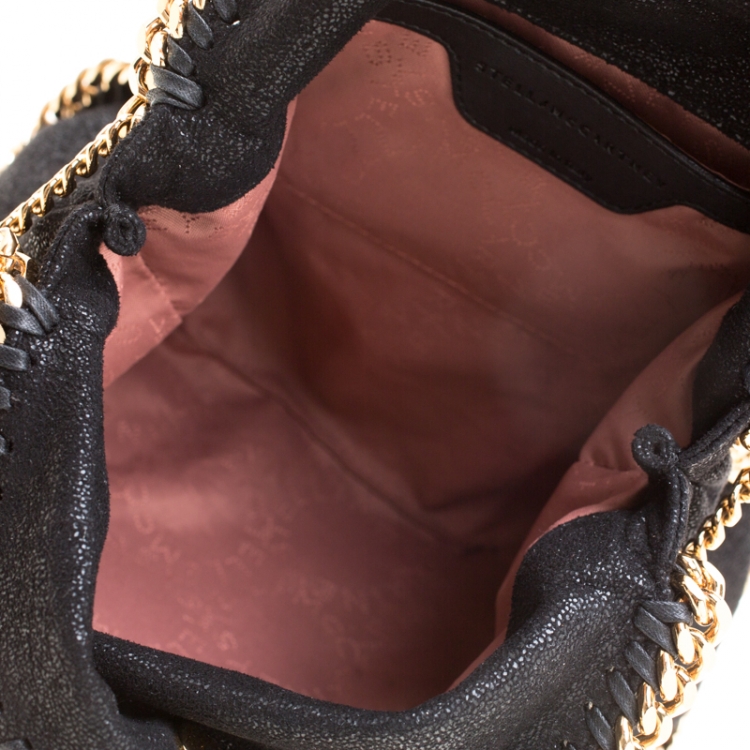 Pre Owned Stella McCartney Black Faux Leather Mini Falabella Shaggy Deer Tote