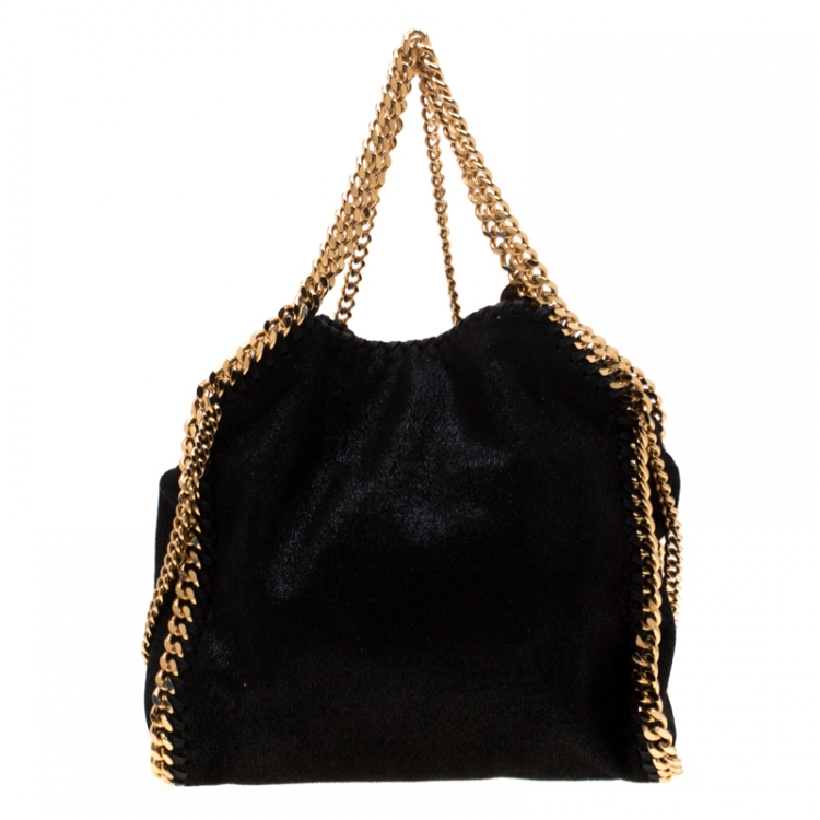 Pre Owned Stella McCartney Black Faux Leather Mini Falabella Shaggy Deer Tote