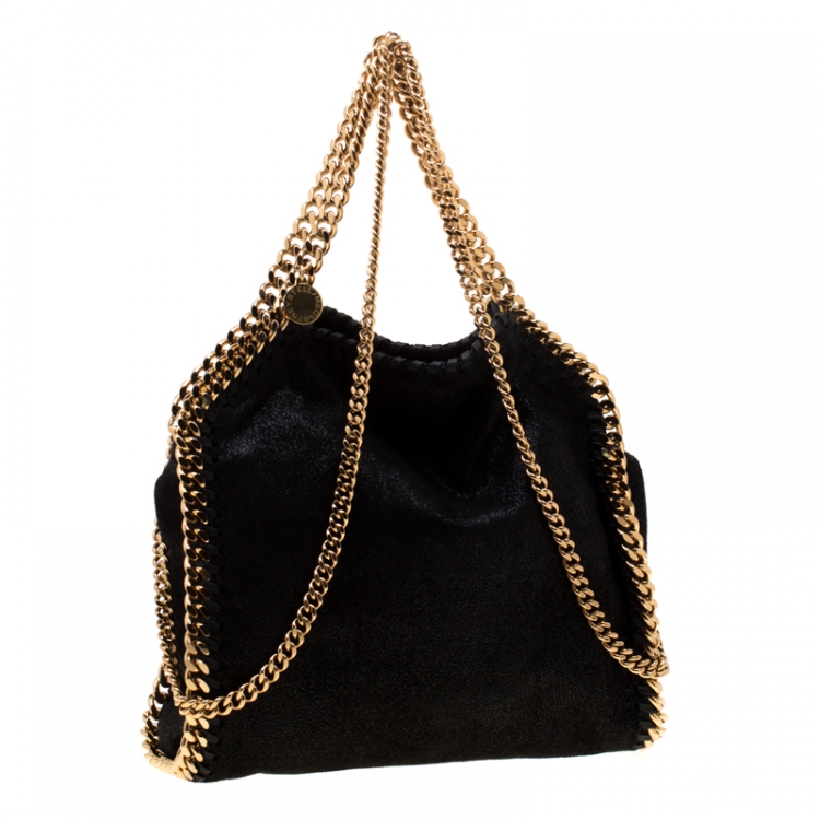 Pre Owned Stella McCartney Black Faux Leather Mini Falabella Shaggy Deer Tote