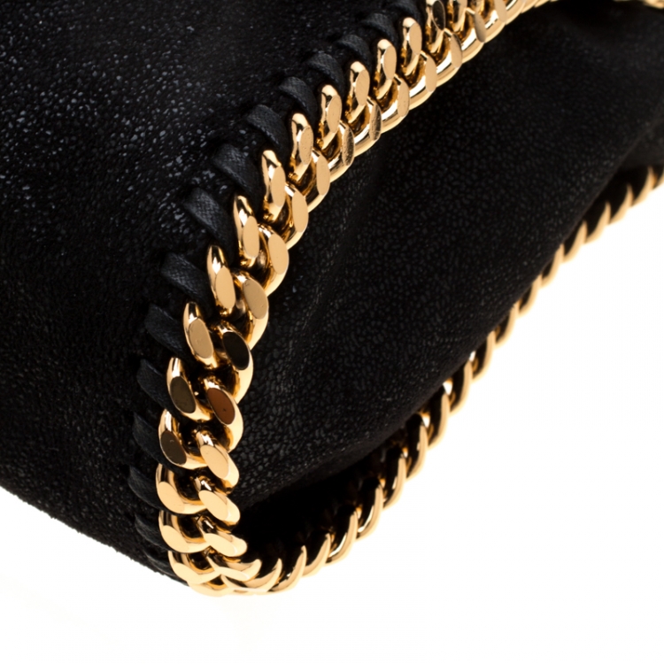 Pre Owned Stella McCartney Black Faux Leather Mini Falabella Shaggy Deer Tote