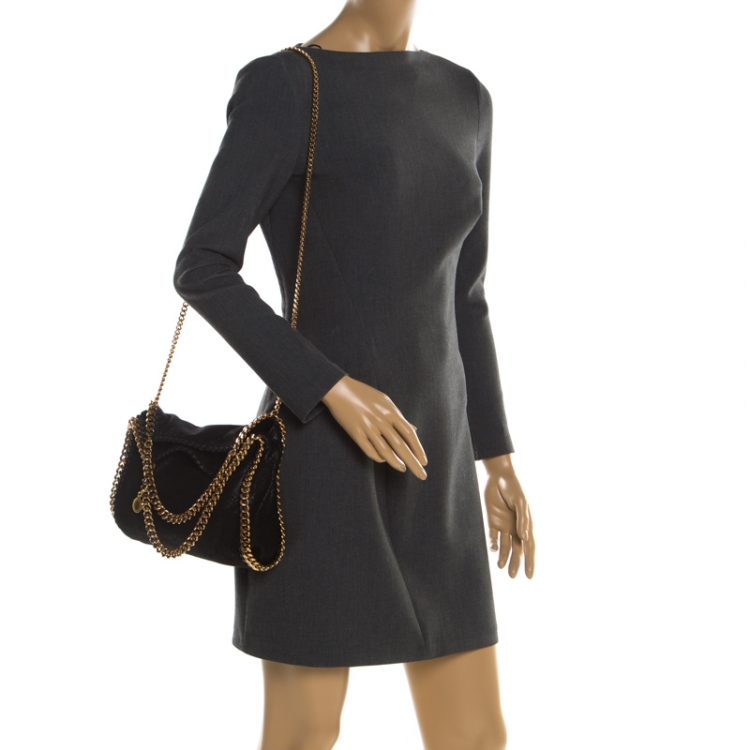 Pre Owned Stella McCartney Black Faux Leather Mini Falabella Shaggy Deer Tote