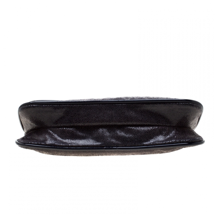 Pre Owned Stella McCartney Navy Blue Faux Leather Double Zip Clutch