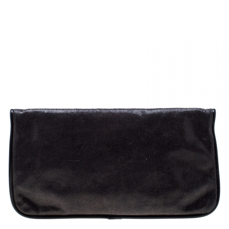 Pre Owned Stella McCartney Navy Blue Faux Leather Double Zip Clutch