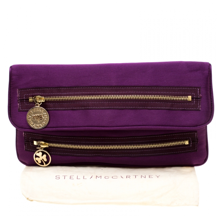 مملوكة مسبقًا Stella McCartney Purple Satin Double Zip Clutch